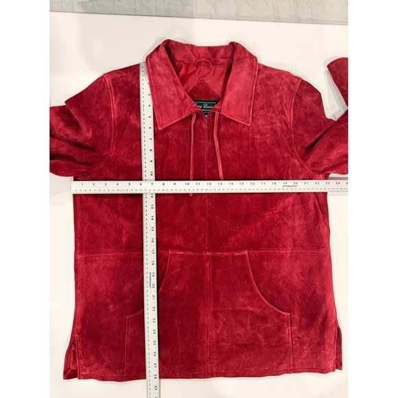 Terry Lewis Classic Luxuries Suede Leather Jacket Pants Set Red Women's L NWT - Picture 8 of 16